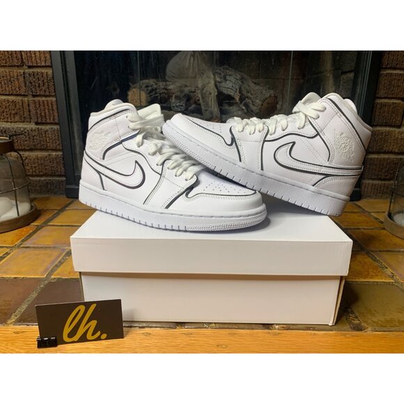 Women’s Size 8 Air Jordan 1 Mid “Iridescent Reflective” Athletic Sneakers CK6587 - Picture 7 of 8